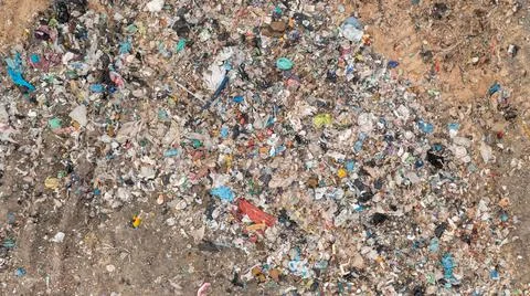 Garbage pile in trash dump or landfill. Pollution concept. Stock Photos