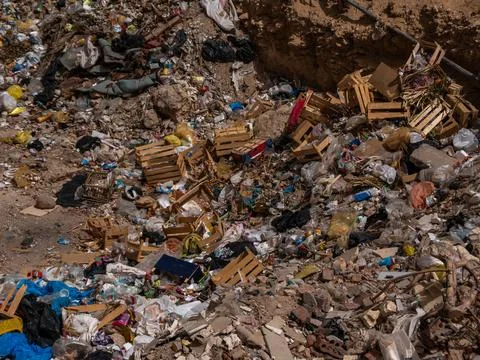 Garbage pile in trash dump or landfill. Pollution concept. Stock Photos