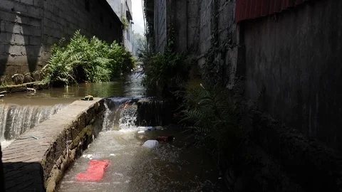 Garbage plastic in the asian river ecology catastrophe Stock Footage 101242988