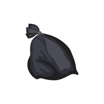 Garbage plastic bag or sack full of rubbish cartoon vector illustration isolated Illustrazione stock