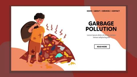 Garbage Pollution Global Ecological Problem Vector Illustration Stock Illustration