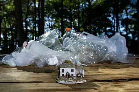 Garbage in pollution. Trash and plastic recycle concept. Garbage for dispos.. Stock Photos