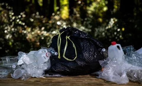 Garbage in pollution. Trash and plastic recycle concept. Garbage for dispos.. Stock Photos