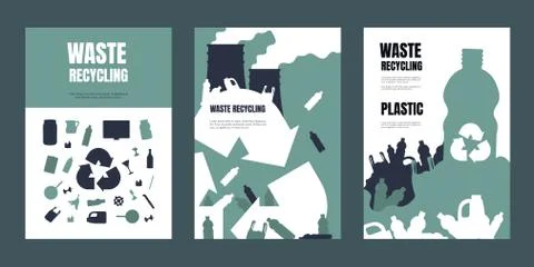 Garbage poster. Waste separation and recycling banners, trash management and Stockillustratie
