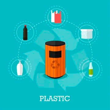 Garbage recycle concept vector illustration in flat style. Plastic waste Stock Illustration