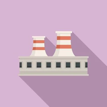 Garbage recycle factory icon, flat style Stock Illustration