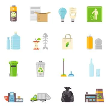 Garbage Recycling Icons Set Stock-Illustration
