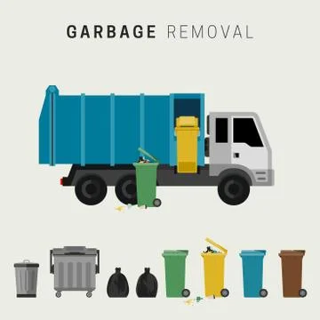 Garbage removal flat illustration Stock Illustration