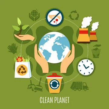 Garbage Removal Round Composition Illustrazione stock