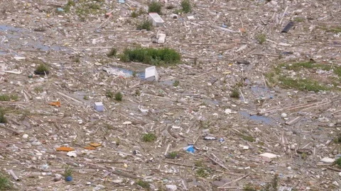 Garbage in a Reservoir (1) Stock Footage 95698172
