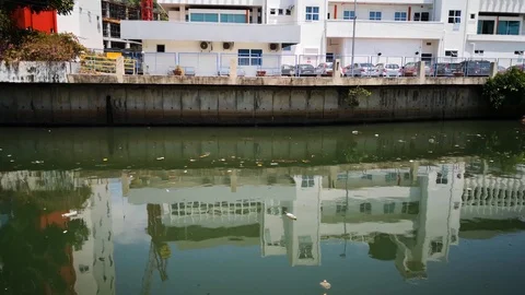 Garbage in the river Stock-Footage 105023262