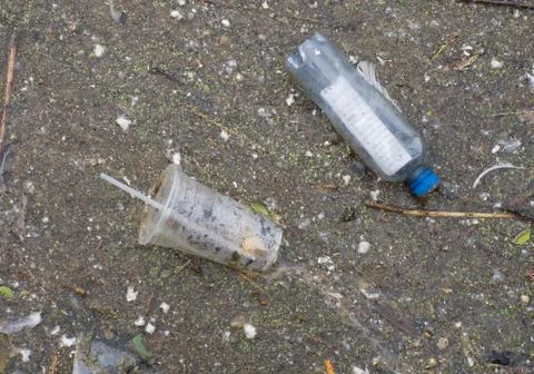 Garbage in the River Stock Photos