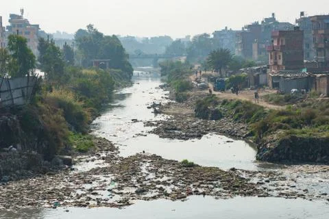 Garbage in the river Stock Photos