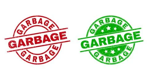 GARBAGE Round Stamp Seals Using Corroded Texture Stock Illustration