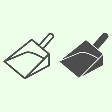Garbage scoop line and solid icon. House cleaning plastic shovel or dustpan Stock Illustration