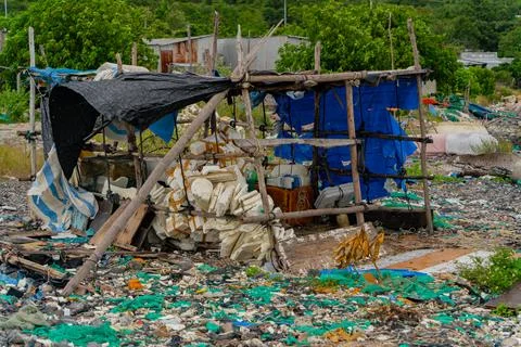 Garbage on the seashore. Photos