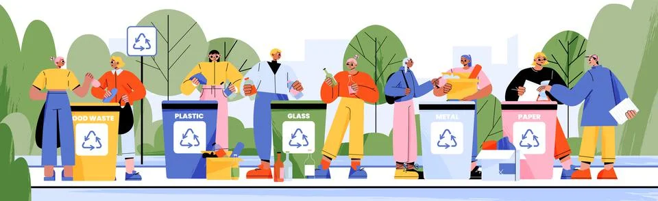 Garbage separation, waste sorting, recycle concept Stock Illustration