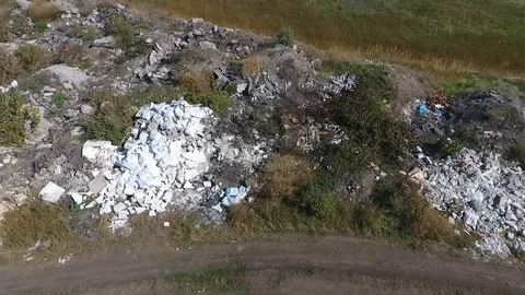Garbage. Shot by drone on Low Flight Stock Footage 95780901