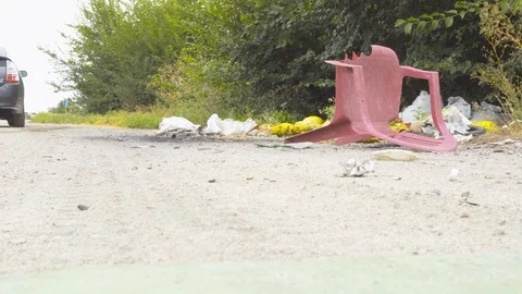 Garbage on the side of the road Stock Footage 113741595