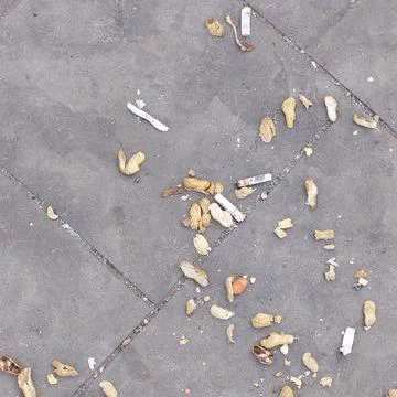 Garbage on the side of the road that has not been swept away Stock Photos