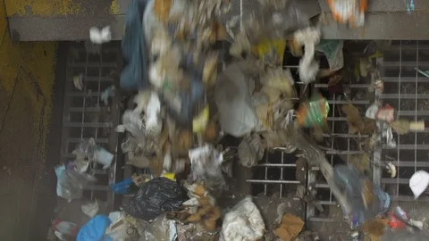 Garbage Sorting with an automatic industrial Machine. Waste Recycling Plant  스톡 동영상 109869685