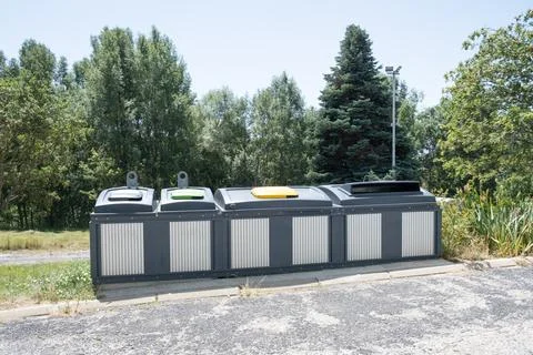 Garbage sorting bins Stock Photos