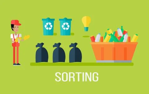 Garbage Sorting Concept Stock Illustration