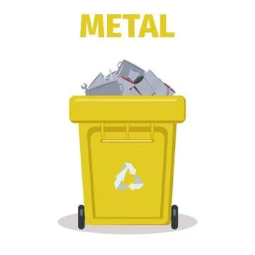 Garbage sorting container for metal. Recycling bin. Vector illustration. Stock Illustration