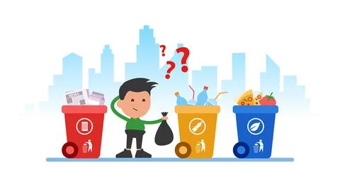 Garbage sorting. Stock Illustration