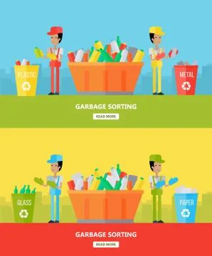 Garbage Sorting. Website Design Template 库存插图