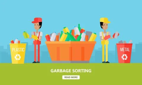 Garbage Sorting. Website Design Template Stock Illustration