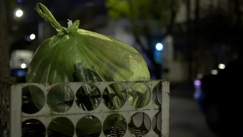 Garbage on the street Video stock 82093756