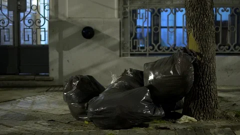 Garbage on the street Stock Footage 82093783