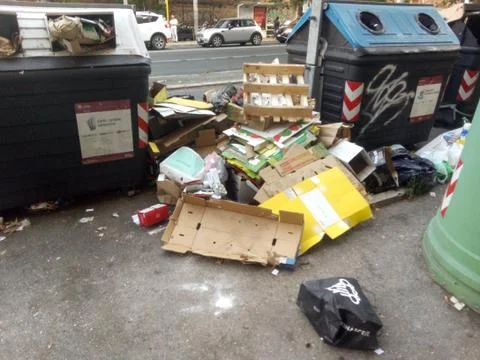 Garbage on the street. Stock Photos