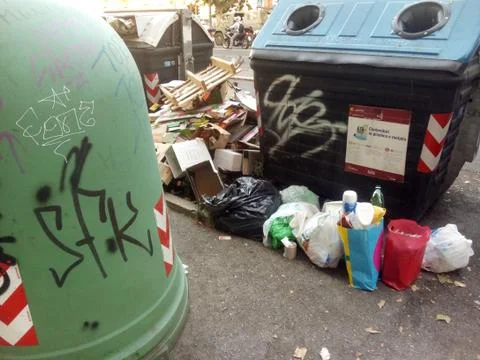Garbage on the street. Stock Photos
