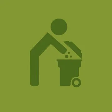 Garbage symbol. Do not litter sign. Trash icon. Logo on green background. symbol Stock Illustration