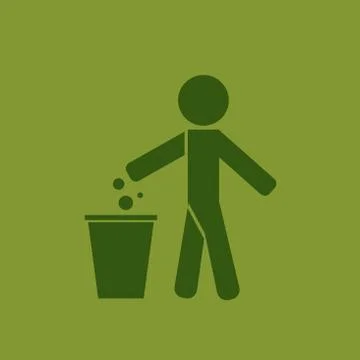 Garbage symbol. Do not litter sign. Trash icon. Logo on green background. symbol Stock Illustration
