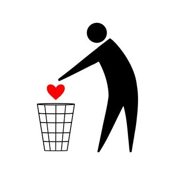 Garbage symbol. Do not litter sign. Without love concept of depression and Stock Illustration