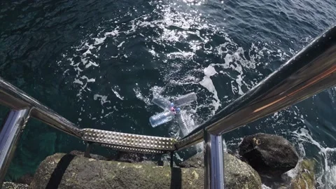 Garbage thrown into the ocean Stock Footage 134560818