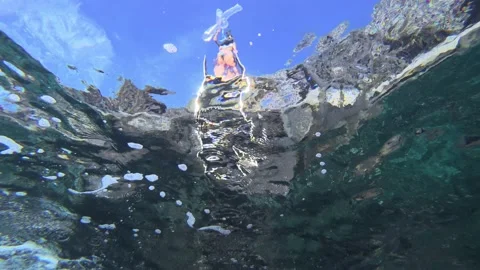 Garbage thrown into the ocean. Stock Footage 134562902