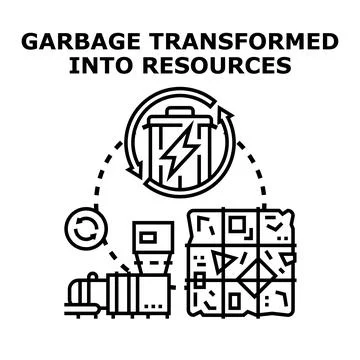 Garbage transforming into valuable resources concept illustration Stock Illustration