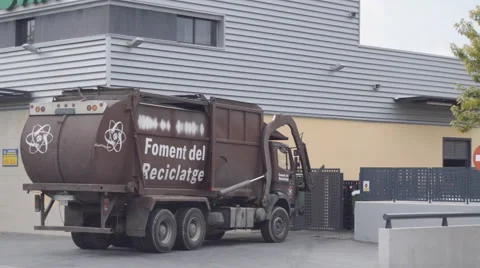 Garbage Truck In Action Stock Footage 55783619
