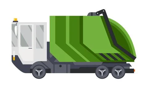 Garbage truck with auto loader. Collection and transportation of solid household Stock Illustration