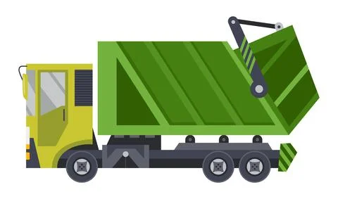 Garbage truck with auto loader. Collection and transportation of solid household Stock Illustration