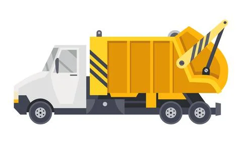 Garbage truck with auto loader. Collection and transportation of solid household Stock Illustration