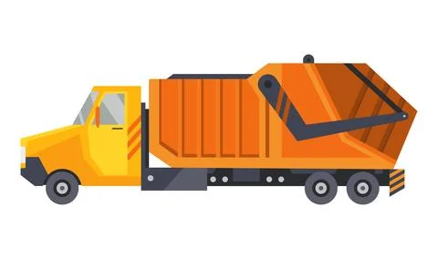 Garbage truck with auto loader. Collection and transportation of solid household Stock Illustration