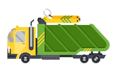 Garbage truck with auto loader. Collection and transportation of solid household Stock Illustration