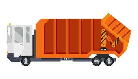 Garbage truck with auto loader. Collection and transportation of solid household Stock Illustration