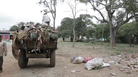 Garbage Truck being filled in the Dump 스톡 동영상 55442668