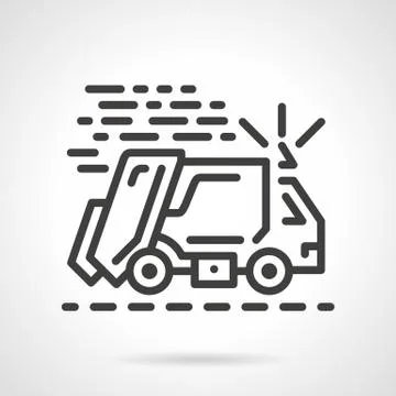 Garbage truck black line vector icon Stock Illustration